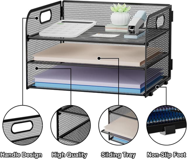 Detalle 2 de Restorgan 3 Tier Paper Organiser with Handle