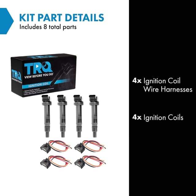 Detalle de TRQ Ignition Coil Set (8-Piece) compatible with selected 2005–2017 Toyota models