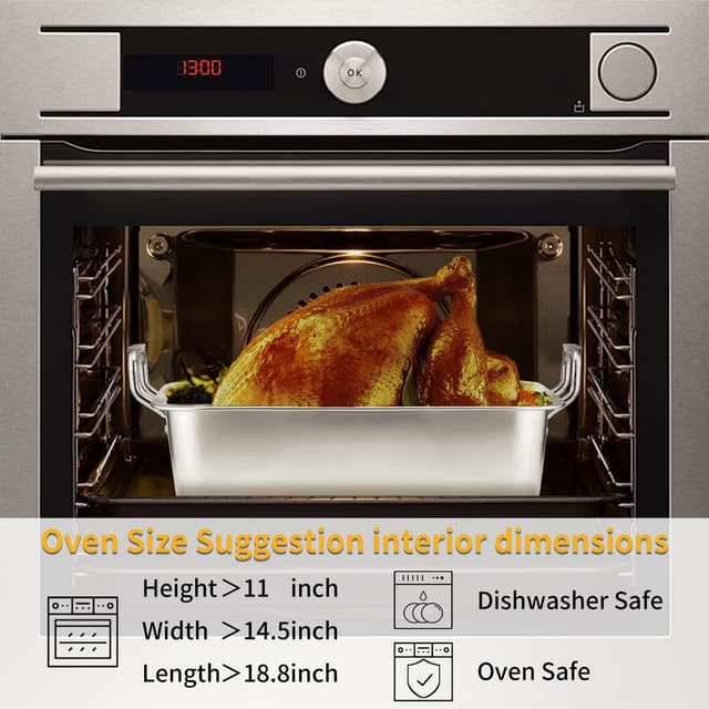 Thumbnail 5 de 15 Inch Stainless Steel Roasting Pan for 20lb Turkey