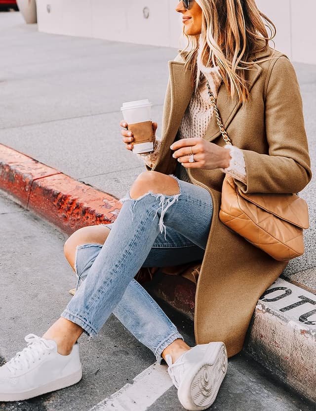 Detalle de Tanming Women's Notch Lapel Double-Breasted Wool Coat