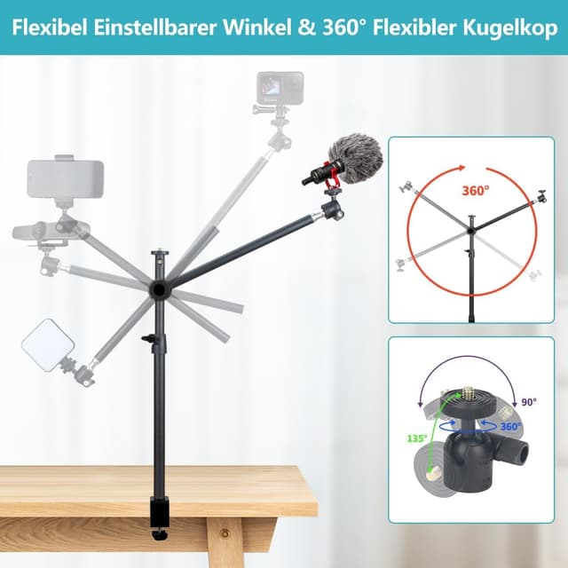 Detalle 2 de JEBUTU OS01 Tischstativ für Overhead 32,5–55 cm