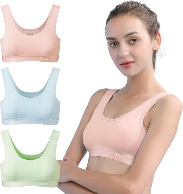 Thumbnail 6 de INNERSY Girls sports bra crop tops 3 pack