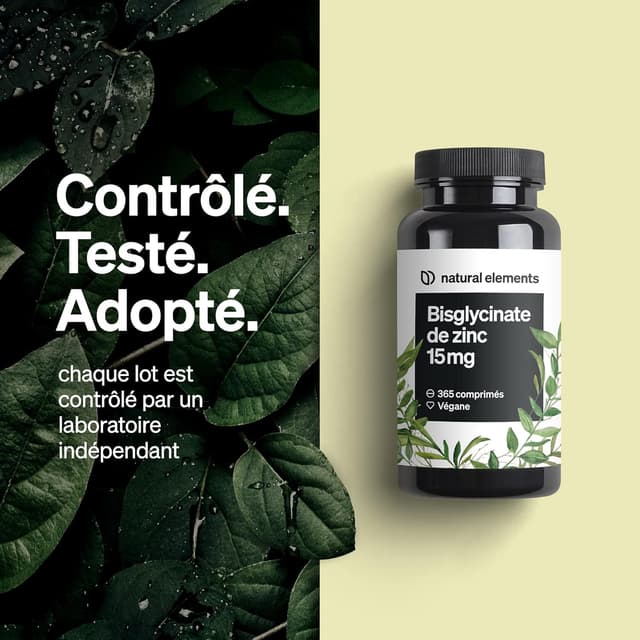 Detalle 2 de Zinc Bisglycinate Pur 15 mg – 365 comprimés végétaliens (zinc pour l’immunité et la peau)