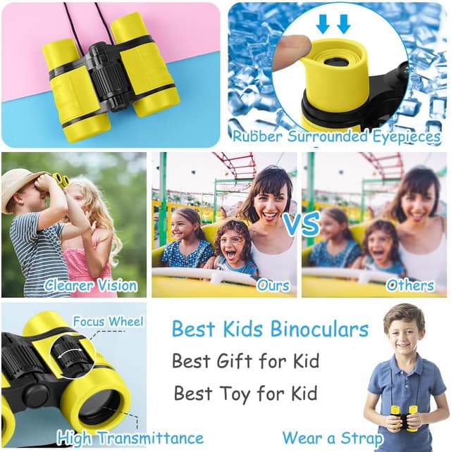 Detalle 2 de OSDUE Binocolo per Bambini 4x30 mini e compatto per bird watching, campeggio ed escursionismo