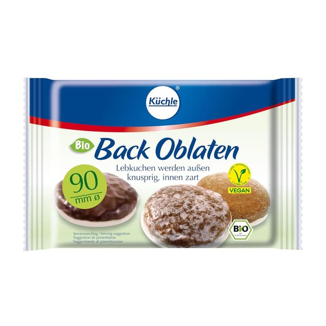 Detalle 2 de Küchle Bio Backoblaten 90 mm (15er Vorratspack) – vegan, rund für Lebkuchen