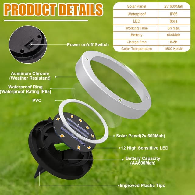 Thumbnail 4 de Solar Lights Outdoor Garden 6 Pack