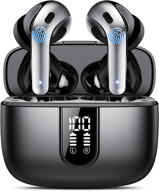 Detalle de IKT Bluetooth In-Ear-Kopfhörer (Bluetooth 5.3) kabellos mit 50 Std. Spielzeit, Noise Cancelling & 4-ENC-Mikrofon, IPX7, USB-C