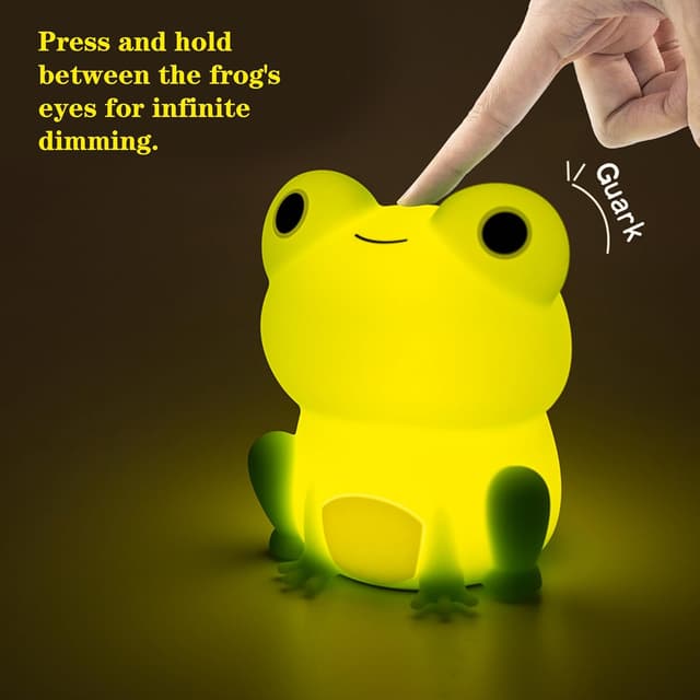 Detalle 2 de JMG-Myratts Night Light for Kids – BPA-free silicone frog lamp with dimmable timer (USB rechargeable, soft warm light)