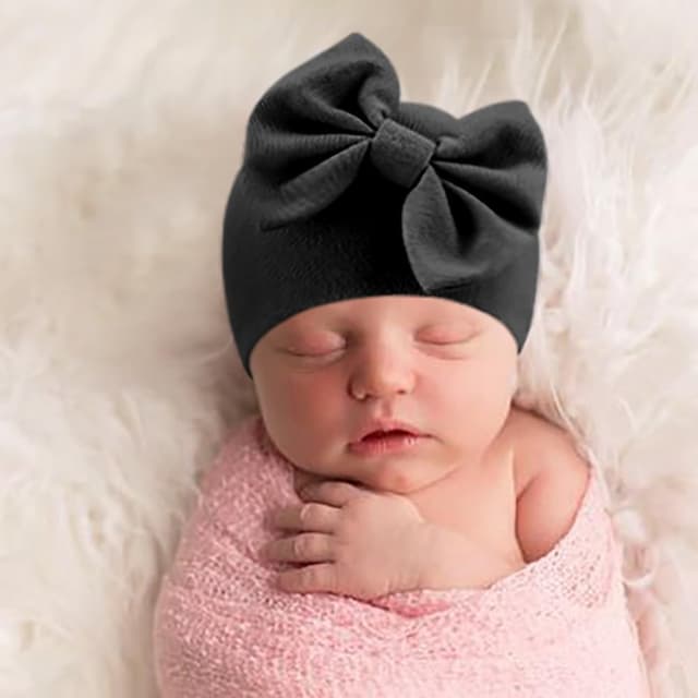 Detalle de DRESHOW newborn hats & mittens set (cotton bow hospital hat and non-scratch gloves) for 0-6 months