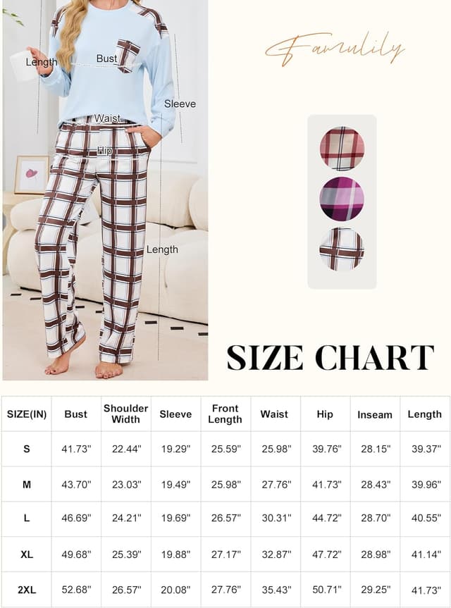 Thumbnail 5 de Famulily Womens Pyjamas Set 2 Piece Long Sleeve