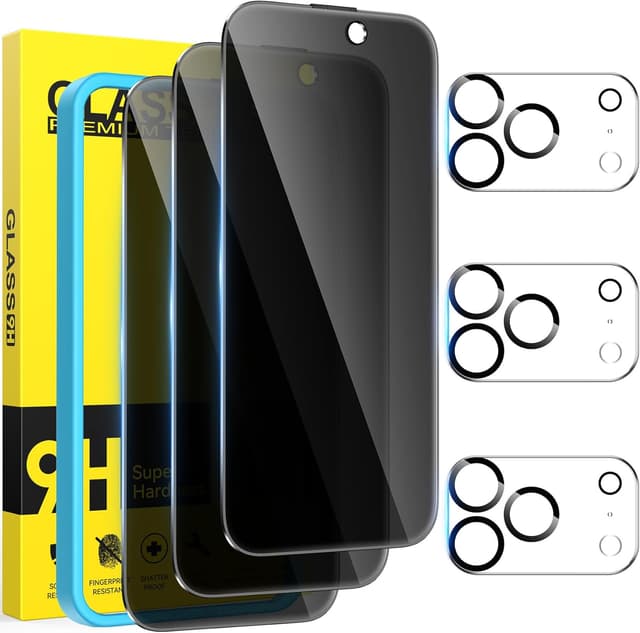 Detalle de Niphabe 3 Pack Privacy Screen Protector for iPhone 17 Pro 6.3 inch (with 3 Camera Lens Protectors)