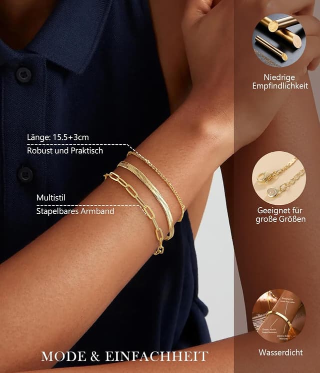 Detalle de ZOERAY Bracelet femme or/argent – ensemble empilable serpent twist, clips et joncs, plaqué, réglable