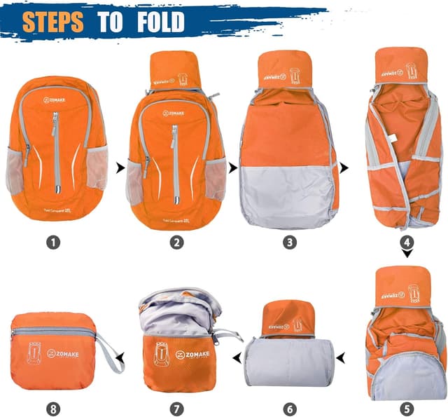 Detalle 2 de ZOMAKE sac à dos pliable 25L ultra léger