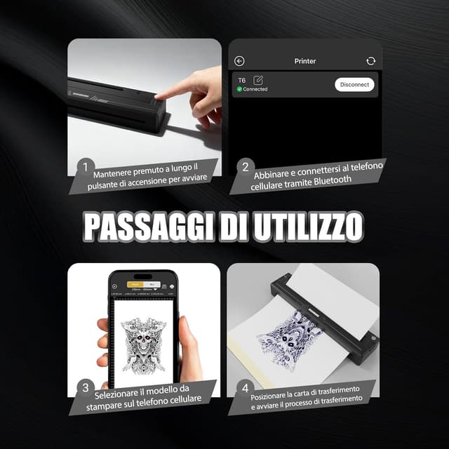Detalle de Dragonhawk A4 stampante termica per trasferelli tatuaggi portatile wireless