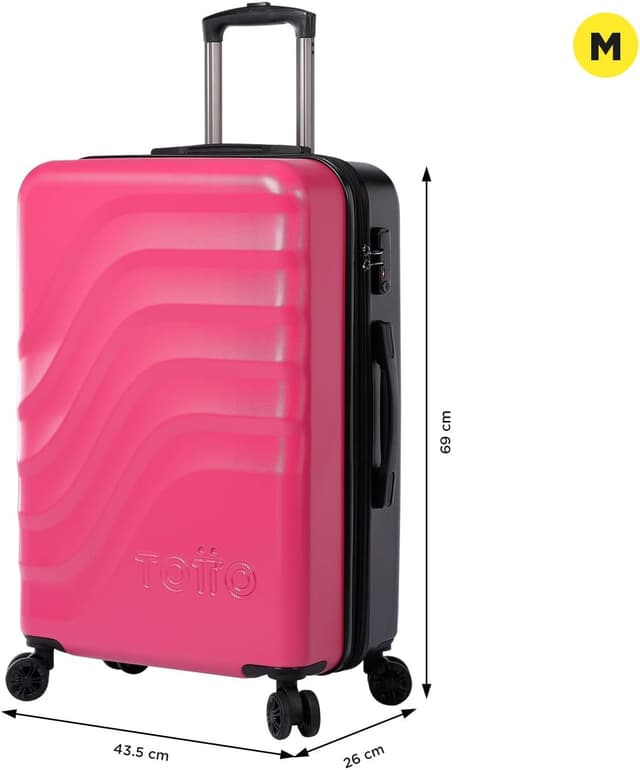Detalle 2 de Totto Brazy+ valigia rigida espandibile media con sistema TSA e texture rosa Deco rose