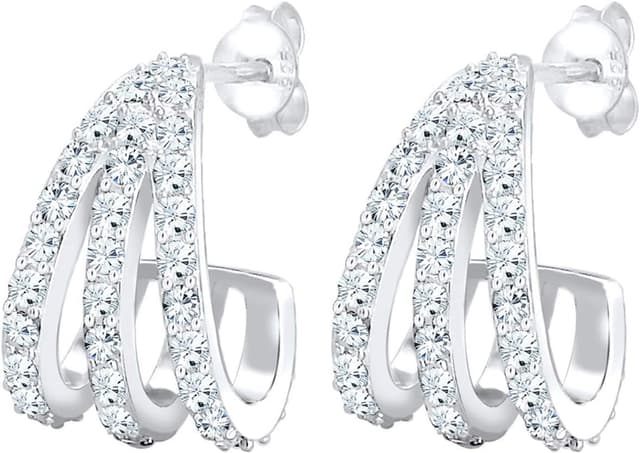 Detalle 1 de Elli Creolen Layer 925 Silber Kristalle