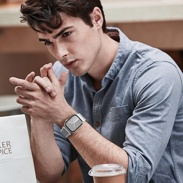 Detalle 2 de CeMiKa Nylon Loop Strap for Apple Watch (grey) – breathable velcro sport band for 38/40/41/42mm models