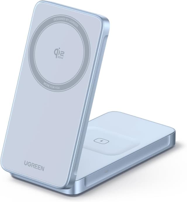Detalle de UGREEN MagFlow Qi2 25W Caricatore Wireless 2 in 1