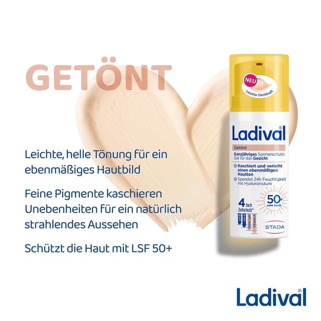 Detalle de Ladival Getönt Sonnenschutz-Gel LSF 50+ für das Gesicht – getönte Tagespflege mit Feuchtigkeit