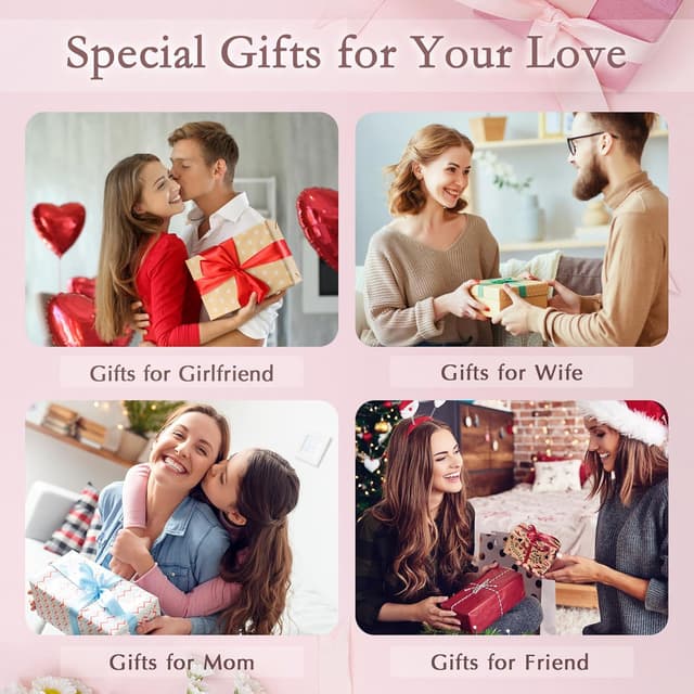 Detalle 2 de TINGN Rosen-Herz Halskette Damen mit 14K Weißgold-Verzierung und CZ – Kettenanhänger als Geschenk