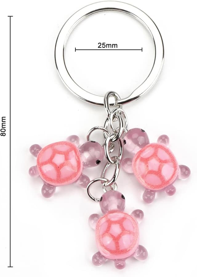 Detalle 2 de Tranbath Schlüsselanhänger süß Schildkröte – Deko-Charms als Partner-Geschenk für Freunde und Freundin