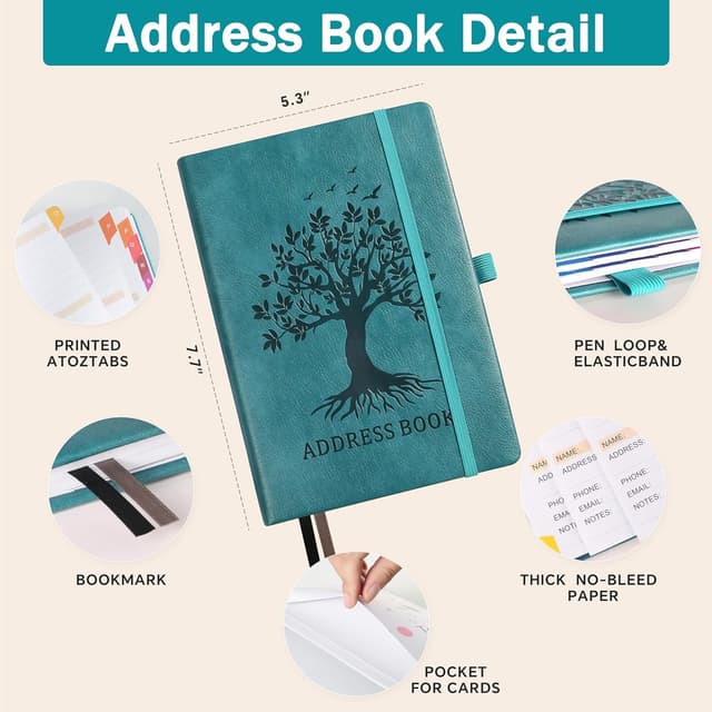 Thumbnail 6 de Seagreen Address Book with Alphabetical Tabs 8.4" ๐