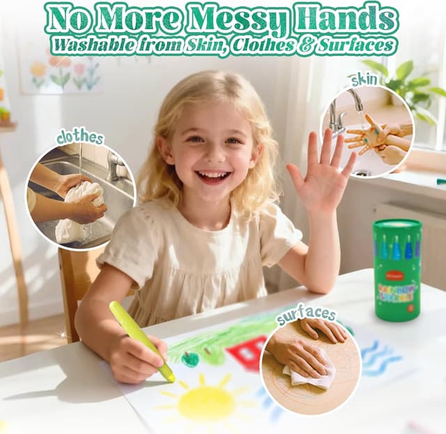 Detalle de Rainbow Sparkle Metallic Watercolor Gel Crayons (12 colours) twistable pencils for toddlers