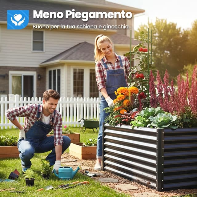 Detalle de Quictent Orto RiAlzato in metallo zincato con gabbie per pomodori incluse, 240x120x62 cm