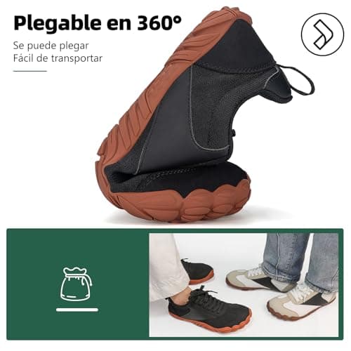 Thumbnail 6 de SAGUARO zapatillas barefoot ligeras para mujer con puntera ancha y suela de caída cero (Negro, talla 41)