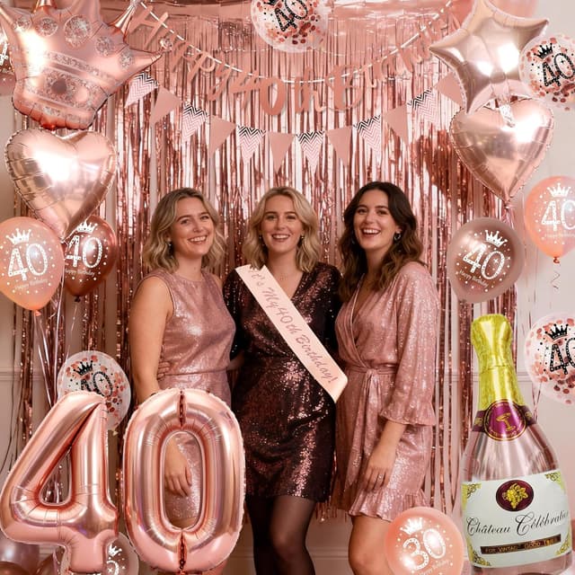 Thumbnail 2 de Rose Gold 40th Birthday Decorations Kit
