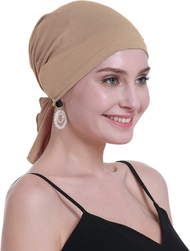 Detalle de Bamboo Chemo Headscarf for Women – Slip-on hair loss headwear with sealed hygiene packaging