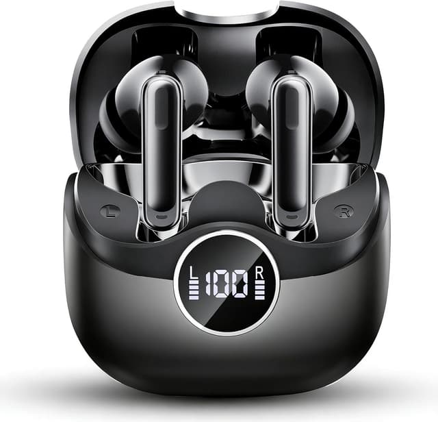 Detalle de xinwld Adaptive Hybrid Active Noise Canceling 2026 Wireless Earbuds (Black) with 6 Mics ENC