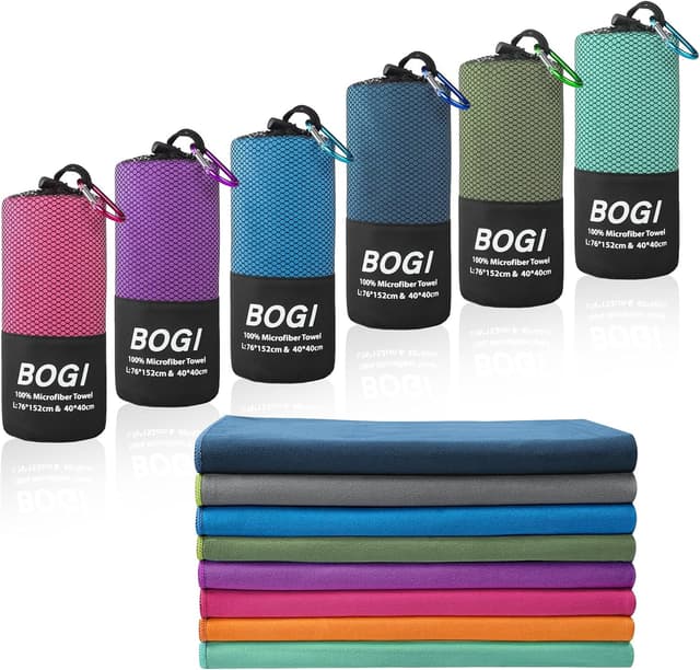 Detalle de BOGI Microfibre Quick Dry Soft Lightweight Gym Towel (XL: 182cm x 81cm + 40cm x 40cm) – Mint