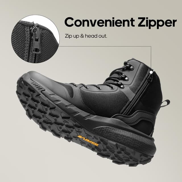 Detalle de NORTIV 8 Stivali tattici militari uomo con cerniera laterale e suola ammortizzante