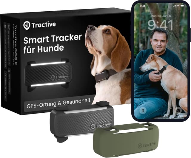 Detalle de Tractive Smarter Hunde GPS Tracker (Modell 2025) – Live-GPS-Ortung mit Gesundheitswarnungen (Bundle Schwarz)