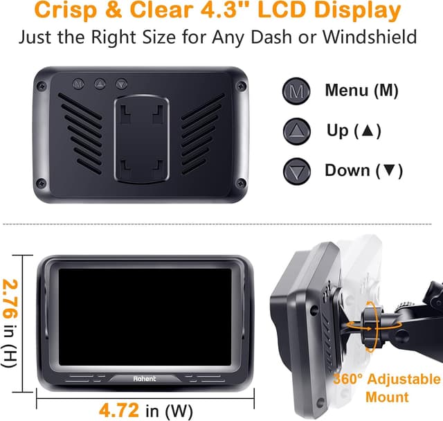 Detalle de Rohent Baby Car Camera HD 1080P for Backseat (USB plug-and-play, 4.3-inch monitor) with night vision