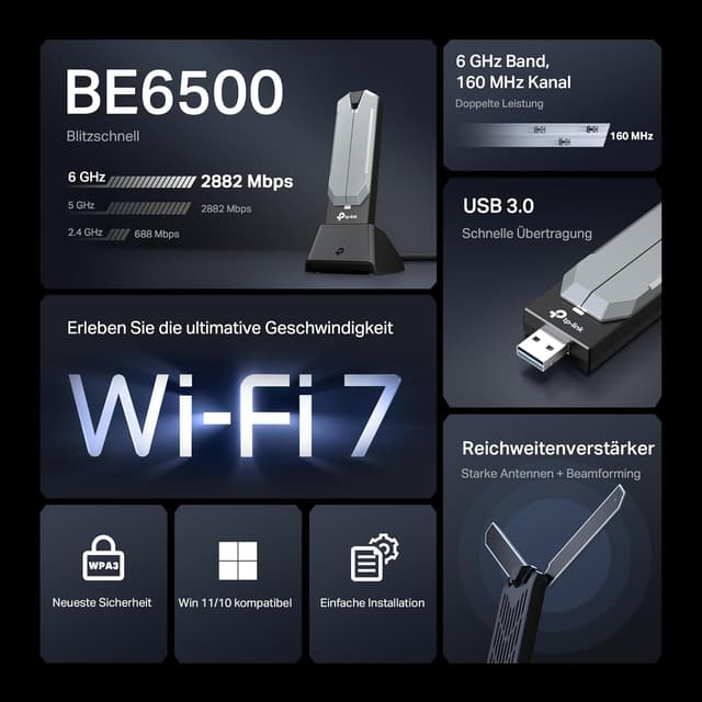 Detalle 2 de TP-Link Archer TBE400UH WiâFi 7 WLAN Stick đĄ