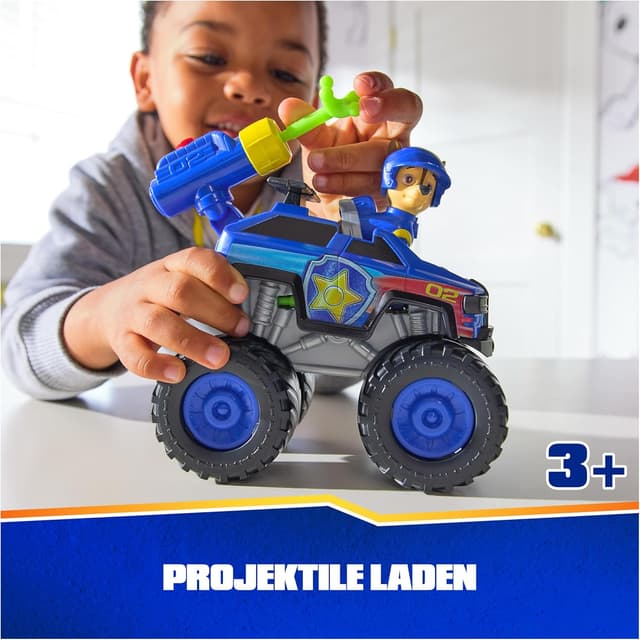 Detalle de Paw Patrol Rescue Wheels „Chases Monstertruck“-Fahrzeug mit Chase-Figur (Rescue-Wheels-Set, ab 3 Jahren)