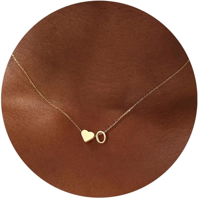 Detalle de Turandoss Herz-Initialen-Kette mit Buchstaben A–Z in 14K Gold/Weißgold-vergoldeht – Ostern-Geschenk für Frauen