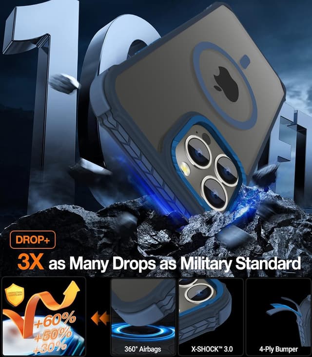 Detalle de DEERLAMN Strong Magnetic Case for iPhone 15 Pro Max (6.7-inch) with MagSafe compatibility — Forest Blue