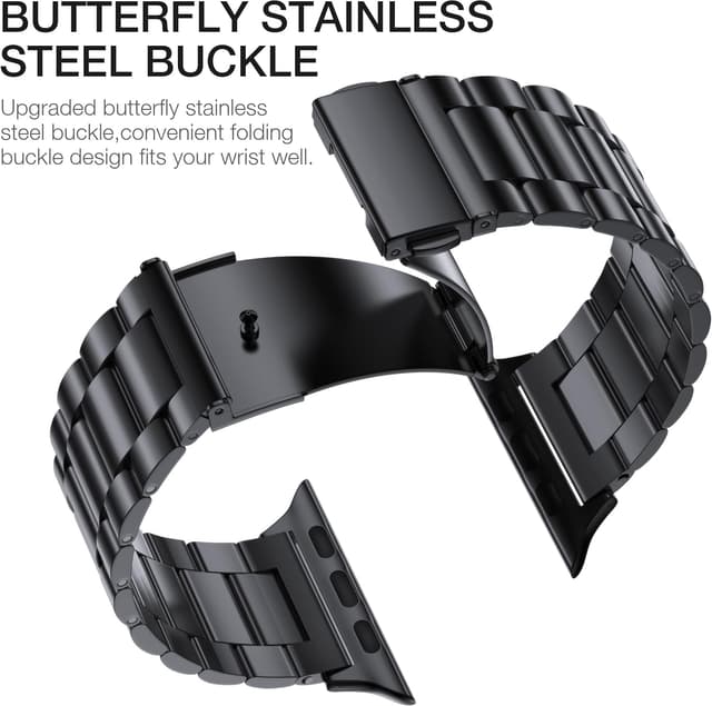 Detalle 2 de OULUOQI 316 stainless steel metal replacement watch band for Apple Watch (38–49mm, Series 1–11/SE 3)