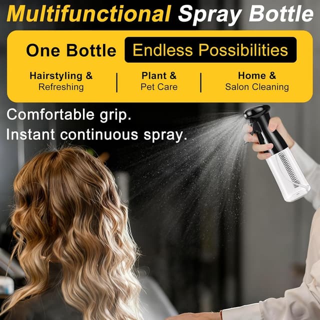 Detalle de SALONKEY kontinuierliche Wassersprühflasche mit Feinnebel-Düse (0,3 mm) – nachfüllbar, auslaufsicher 360°