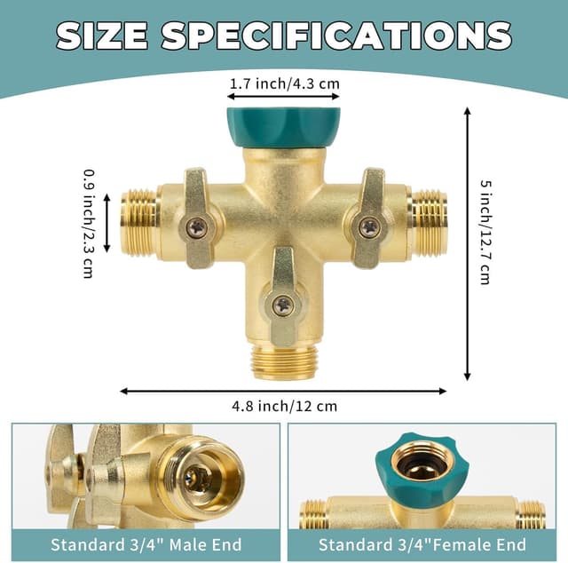 Detalle 2 de Hydrogarden Heavy Duty Metal 3 Way Garden Hose Splitter with Shut-Off Valves (3/4 inch)