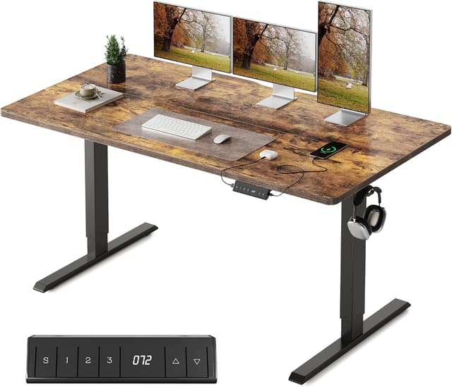 Imagen de FEZIBO Höhenverstellbarer Schreibtisch 140×70 en OfertitasTOP