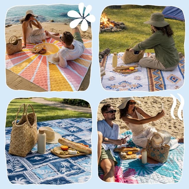 Thumbnail 6 de Twinzee Couverture de pique-nique 200 x 200 cm imperméable, anti-sable et lavable