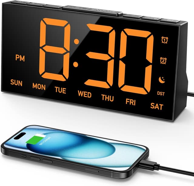 Thumbnail 6 de GOLOZA Digital Alarm Clock for Bedrooms with Dual Alarms, 4-Level Brightness & USB Port