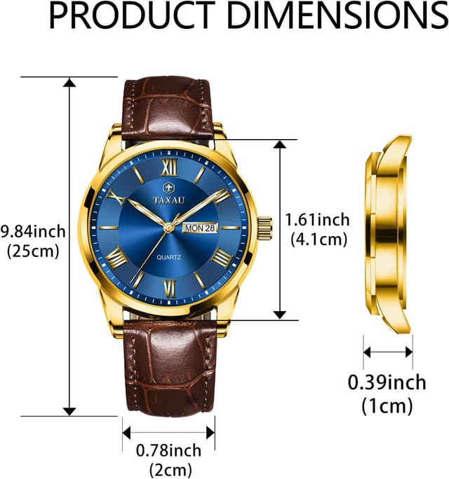 Thumbnail 6 de Taxau Herrenarmbanduhr aus Leder mit großem Zifferblatt, Quarzwerk und Datumsanzeige