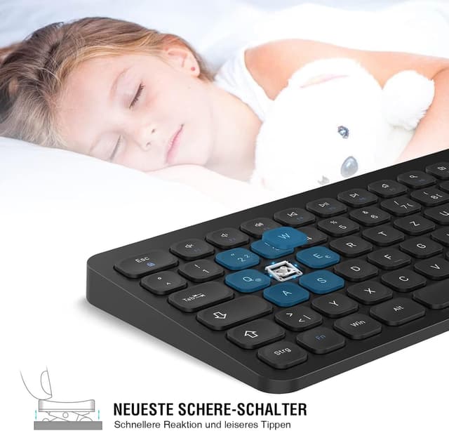 Detalle de cimetech Tastatur-Maus-Set Kabellos (2,4G) mit QWERTZ für Windows – ultraflaches Design