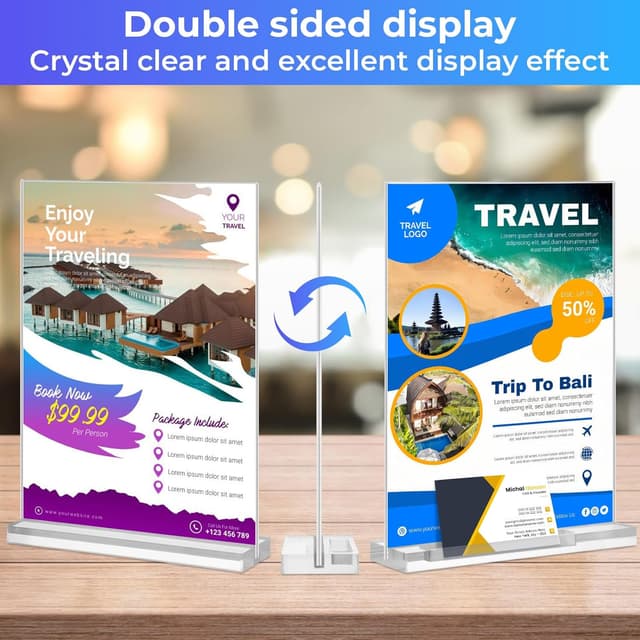 Detalle de Arrobust Tischaufsteller A4 mit Visitenkartenhalter (6er-Set) aus Acryl