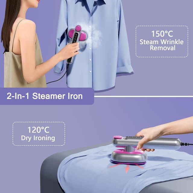 Detalle 1 de 1200W Clothes Steamer handheld garment steamer with 2 steam modes and dry iron function (220–240V)